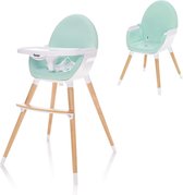 EetStoel Baby - Zinaps Dolce Houten kinderstoel - Van 6 maanden en maximaal 15 kg, eettafel instelbaar in drie posities, kinderstoeltje Trap hoge stoel (ijs groen) -  (WK 02124)