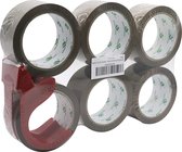 VerpakkingStape - Zinaps Pack Pakketband Bruin met Plastic Dispenser 6 Rolls Verpakking Tape 48 mm 66 m -  (WK 02124)