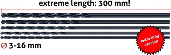 Set de 5 forets métalliques extra longs (4,0x300 mm)