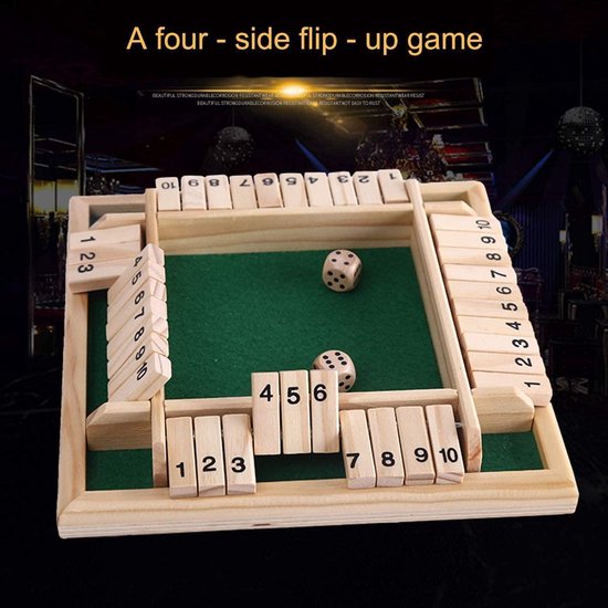 Thumbnail van een extra afbeelding van het spel Sluit de doos - Zinaps Deluxe 4-Player Sluit de Doos Houten Tafel Game Classic Dice Game Board Toy, Brown- (WK 02127)