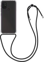 kwmobile telefoonhoesje compatibel met Motorola Moto G30 / Moto G20 / Moto G10 - Hoesje met koord - Back cover in transparant / zwart
