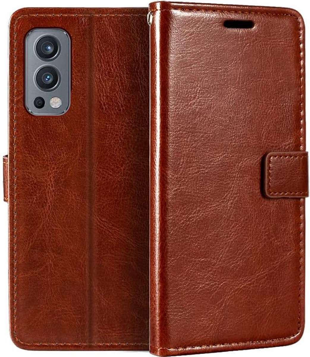 Bookcase Geschikt voor: OnePlus Nord 2 5G - Bruin - portemonnee hoesje