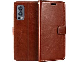 Bookcase Geschikt voor: OnePlus Nord 2 5G - Bruin - portemonnee hoesje