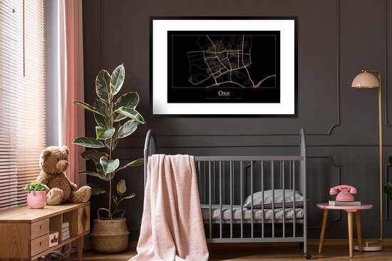 Cadre photo avec affiche - Carte - Oss - Or - Zwart - 120x80 cm - Cadre pour affiche