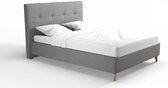 Volwassen bed 160x200 cm met hoofdeinde - Grijze stof - HYLKIO