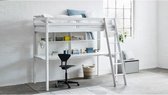 Gecombineerd mezzanine bed - Massief hout - Wit gelakt - Inclusief lattenbodem - 90 x 200 cm