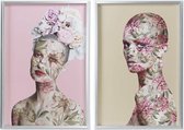 Schilderij DKD Home Decor Kristal Blommor Canvas (2 pcs) (64 x 3 x 94 cm)
