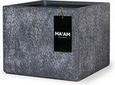 MA'AM Eden - plantenbak - vierkant - 44x36 - zwart / grijs - met afwateringsgat - vorstbestendig - stoer industrieel