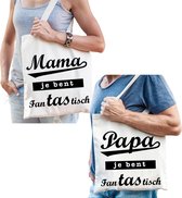 Mama en Papa je bent fanTAStisch tasje - Cadeau boodschappentasjes set voor Papa en Mama - Moederdag en Vaderdag cadeautje