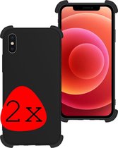 Hoes voor iPhone Xs Hoesje Shock Proof Hoes Case Back Cover Hoesje - Hoes voor iPhone Xs Hoes Shock Proof - Zwart - 2 Stuks