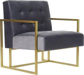 Leunstoel DKD Home Decor Grijs Polyester Metaal Gouden (67 x 70 x 76 cm)