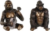 Decoratieve figuren DKD Home Decor Hars Gorilla (2 pcs) (15.5 x 14 x 23 cm)