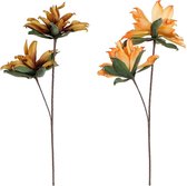 Decoratieve Bloemen DKD Home Decor Geel Oranje EVA (Ethyleenvinylacetaat) (2 pcs)