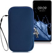 kwmobile telefoontasje universeel geschikt voor L - 6,5" smartphones - 16,5 x 8,9 cm - Hoesje met rits en polslusje -In marineblauw -