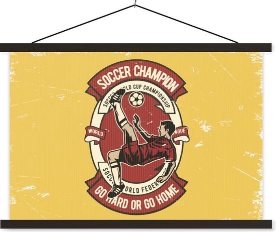 Affiche scolaire - Voetbal - Ballon - Homme - Vintage - 60x40 cm - Lattes noires