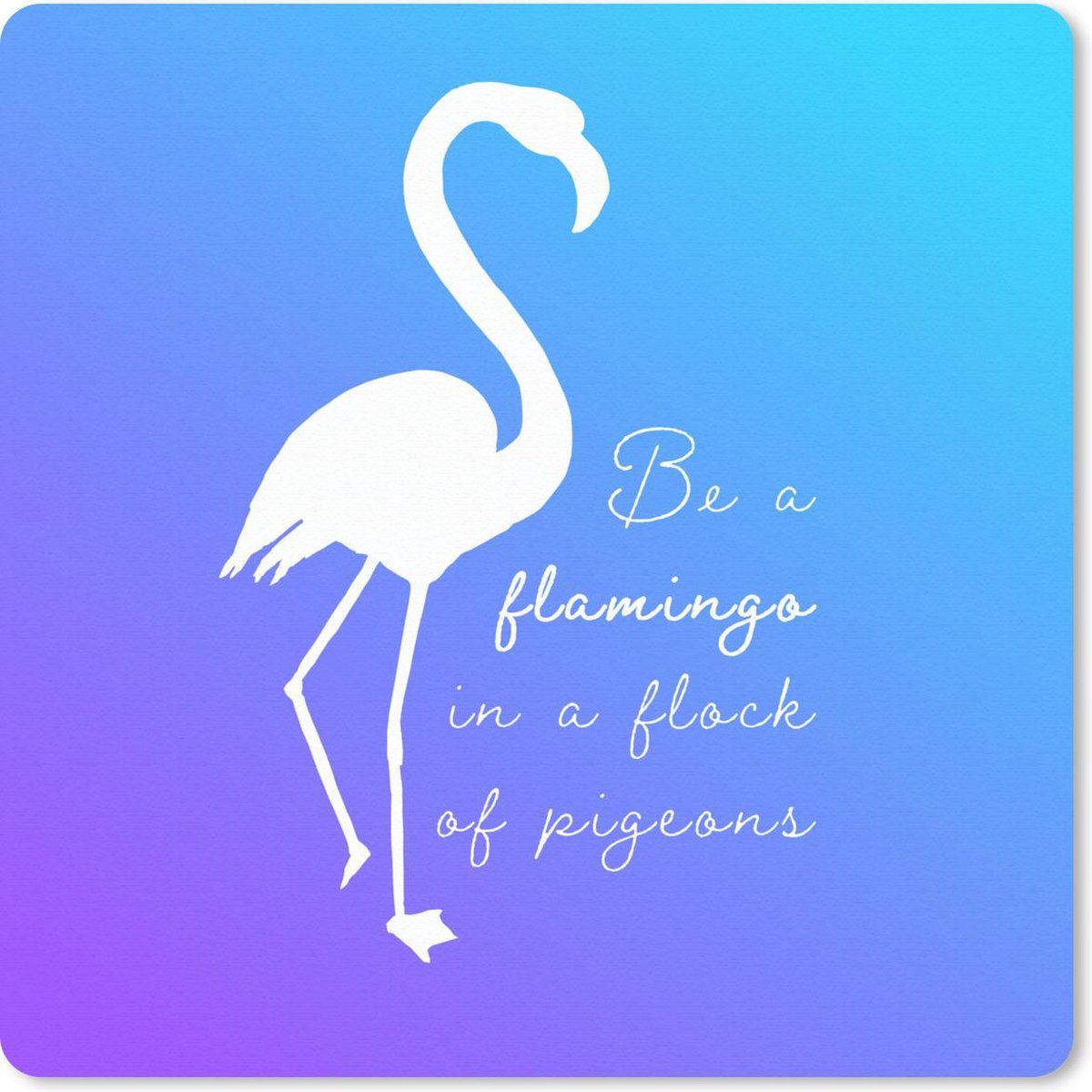 Muismat 30x30 cm - Mousepad Flamingo - Silhouette - Letters - Quotes - Muismatten