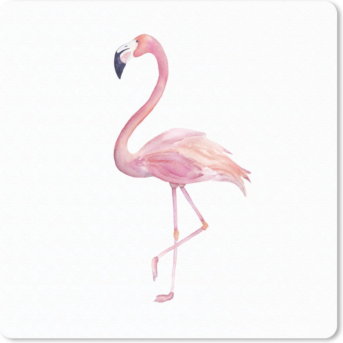 Muismat 20x20 cm - Mousepad Flamingo - Veren - Roze - Muismatten