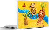 Laptop sticker - 14 inch - Aap - Leeuw - Jungle - Water - 32x5x23x5cm - Laptopstickers - Laptop skin - Cover