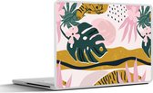 Laptop sticker - 17.3 inch - Tijger - Planten - Jungle - Patroon - 40x30cm - Laptopstickers - Laptop skin - Cover