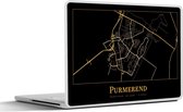 Laptop sticker - 11.6 inch - Kaart - Purmerend - Minimalisme - Goud - Zwart - 30x21cm - Laptopstickers - Laptop skin - Cover