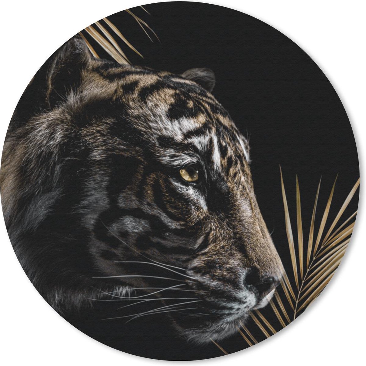 Muismat rond 20x20 cm - Mousepad Tijger - Varen - Zwart - Ronde muismatten