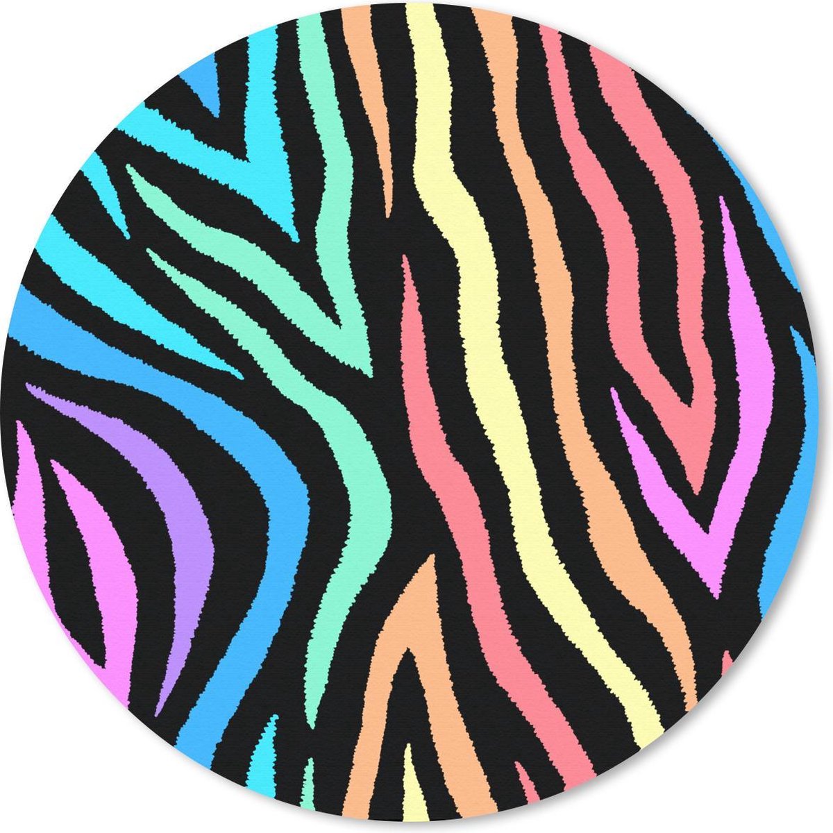 Muismat rond 30x30 cm - Mousepad Patronen - Zebra - Kleuren - Ronde muismatten