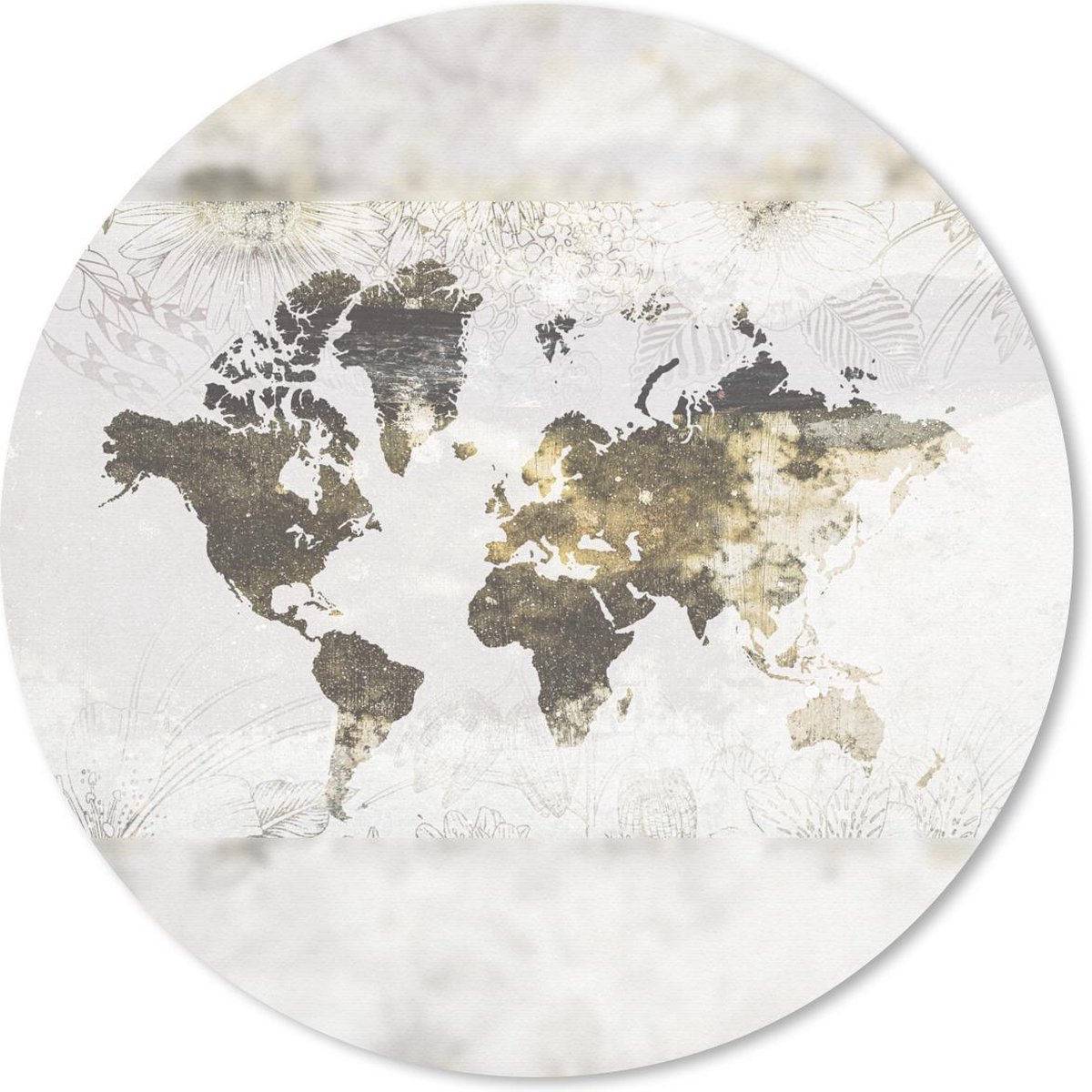 Muismat rond 20x20 cm - Mousepad Wereldkaart - Vlekken - Grijs - Ronde muismatten