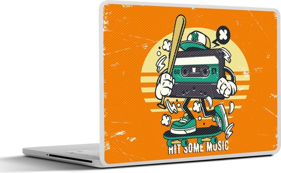 Foto: Laptop sticker 12 3 inch cassettebandjes honkbalknuppel vintage 30x22cm laptopstickers laptop skin cover