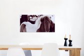 Wanddecoratie Metaal - Aluminium Schilderij Industrieel - Paard - Sneeuw - Wit - 80x40 cm - Dibond - Foto op aluminium - Industriële muurdecoratie - Voor de woonkamer/slaapkamer