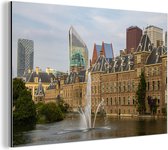 Wanddecoratie Metaal - Aluminium Schilderij Industrieel - Panorama - Den Haag - Architectuur - 90x60 cm - Dibond - Foto op aluminium - Industriële muurdecoratie - Voor de woonkamer/slaapkamer