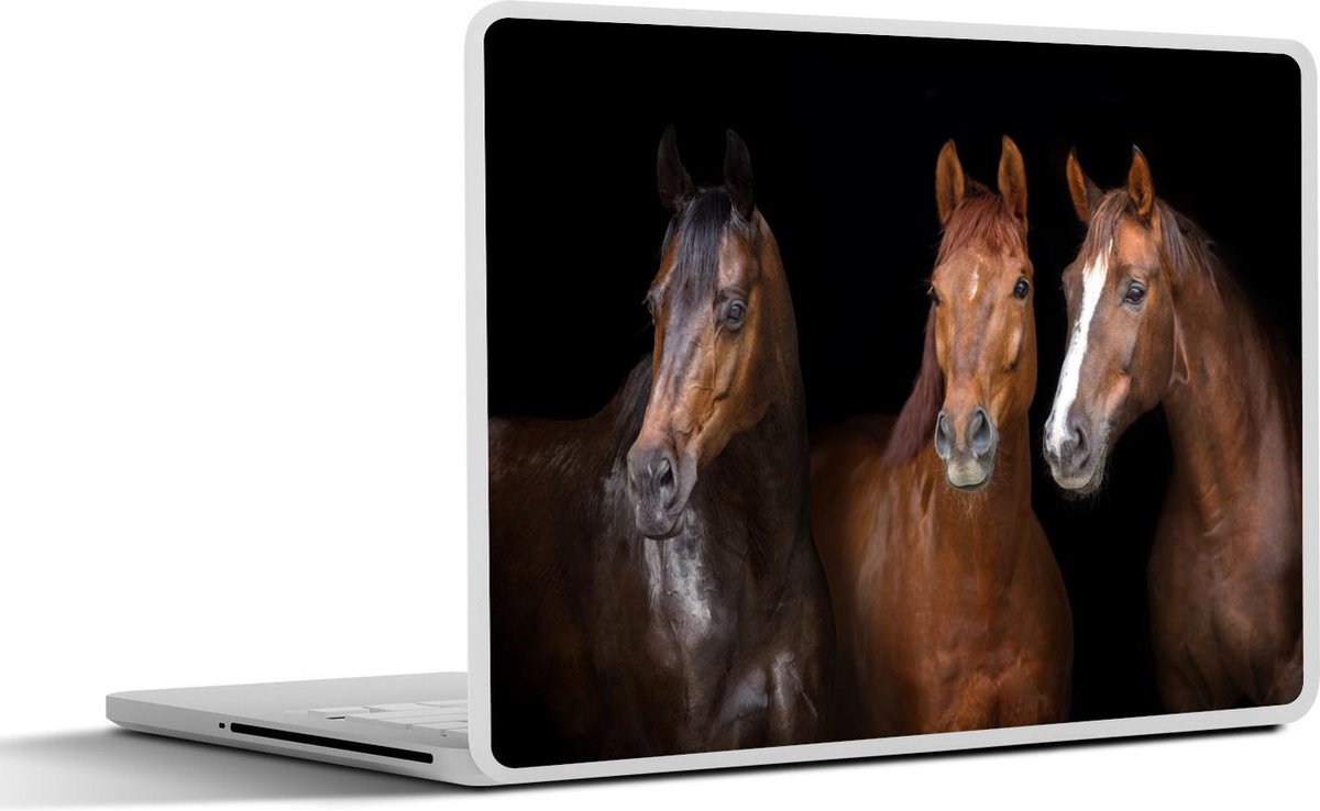 Afbeelding van product SleevesAndCases  Laptop sticker - 10.1 inch - Paarden - Dieren - Zwart - Portret