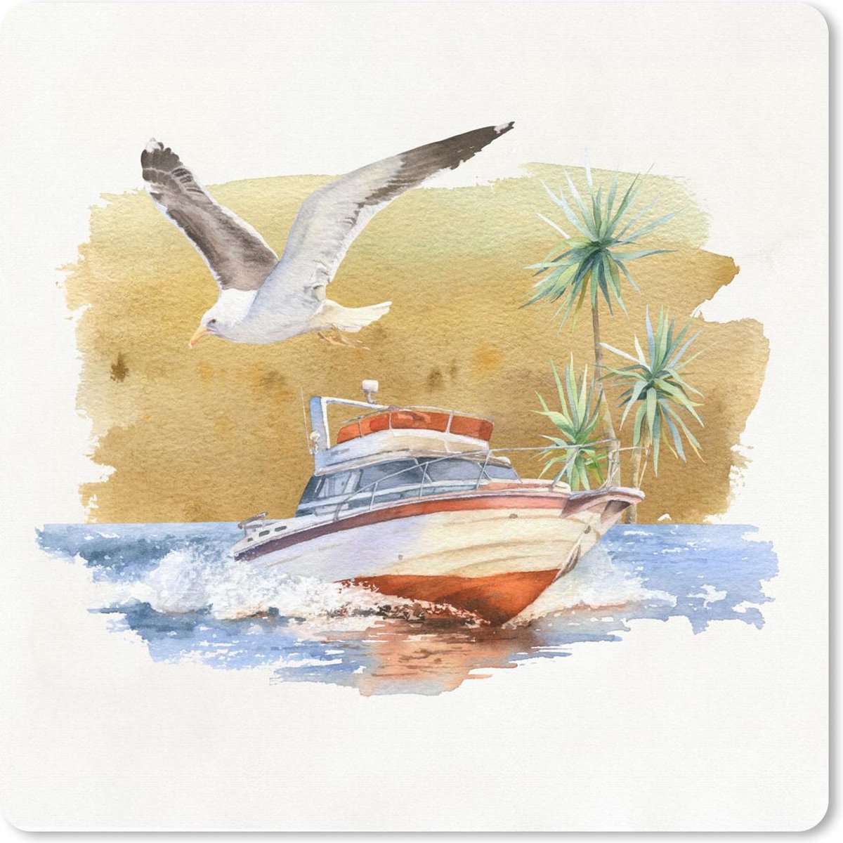 Muismat 30x30 cm - Mousepad Boot - Vogel - Waterverf - Muismatten