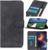 Voor Motorola Edge 20 Lite KHAZNEH Retro Textuur PU + TPU Horizontale Flip Lederen Case met Houder & Kaartsleuven & Portemonnee (Zwart)