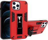 2 in 1 pc + TPU schokbestendige beschermhoes met onzichtbare houder voor iPhone 13 Pro Max (rood)