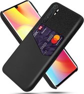 Voor Xiaomi Mi Note 10 Lite Doek Textuur PC + PU lederen achterkant Schokbestendig hoesje met kaartsleuf (zwart)