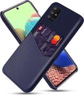 Voor Samsung Galaxy A71 5G Doek Textuur PC + PU Lederen Achterkant Schokbestendig Hoesje met Kaartsleuf (Blauw)