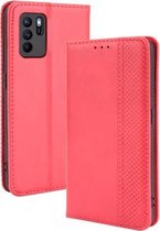 Voor OPPO Reno6 Z Magnetische Gesp Retro Crazy Horse Textuur Horizontale Flip Leather Case met Houder & Kaartsleuven & Fotolijst (Rood)