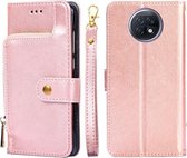 Ritstas PU + TPU Horizontale Flip Leren Case met Houder & Kaartsleuf & Portemonnee & Lanyard Voor Xiaomi Redmi Note 9 5G CN Versie / Note 9T 5G (Rose Gold)