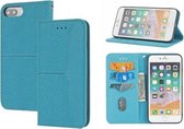 Geweven textuur stiksels magnetische horizontale flip PU lederen tas met houder & kaartsleuven & portemonnee & lanyard voor iPhone 8 Plus/7 Plus (blauw)