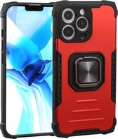 Fierce Warrior-serie Armor All-inclusive schokbestendig aluminium + TPU-beschermhoes met ringhouder voor iPhone 13 Pro Max (rood)