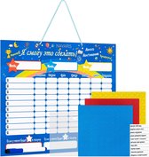 Navaris magnetisch beloningsbord - Taakplanner voor kinderen - Beloningssysteem met sterren en activiteiten - Blauw - Russisch