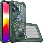 Apple iPhone 13 Pro Hoesje Volledig Schokbestendig Carbon Cover Groen