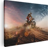 Artaza Canvas Schilderij Motorcross Op Een Heuvel Bij Zonsondergang - 40x30 - Klein - Foto Op Canvas - Canvas Print