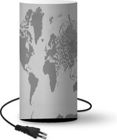 Lamp Bruine wereldkaart met een panter erop - zwart wit - 33 cm hoog - Ø16 cm - Inclusief LED lamp