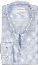 Michaelis Slim Fit overhemd - lichtblauw met wit dessin - Strijkvriendelijk - Boordmaat: 44