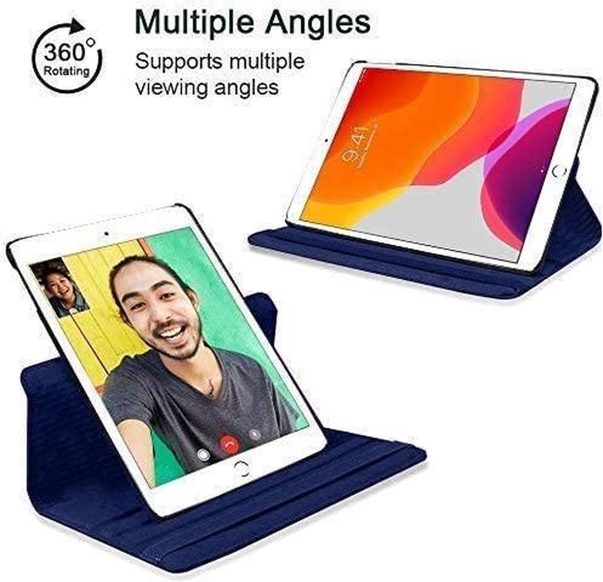 Etui Rotatif iPad 10.2 - Etui iPad 2021 Blauw Foncé - Housse pour
