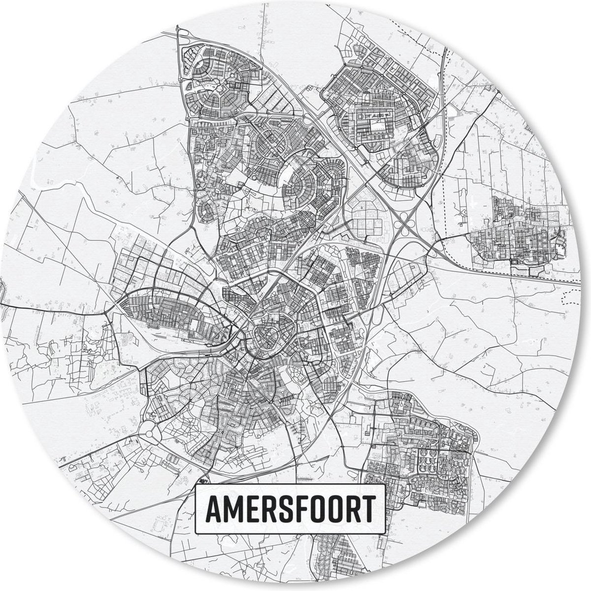 Muismat rond 40x40 cm - Mousepad Stadskaart Amersfoort - Ronde muismatten