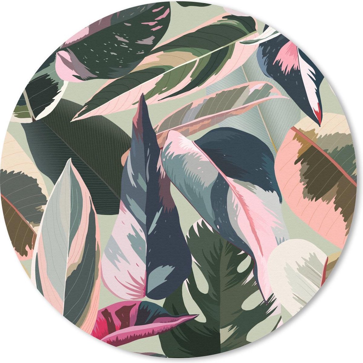 Muismat rond 50x50 cm - Mousepad Tropisch - Blauw - Roze - Ronde muismatten