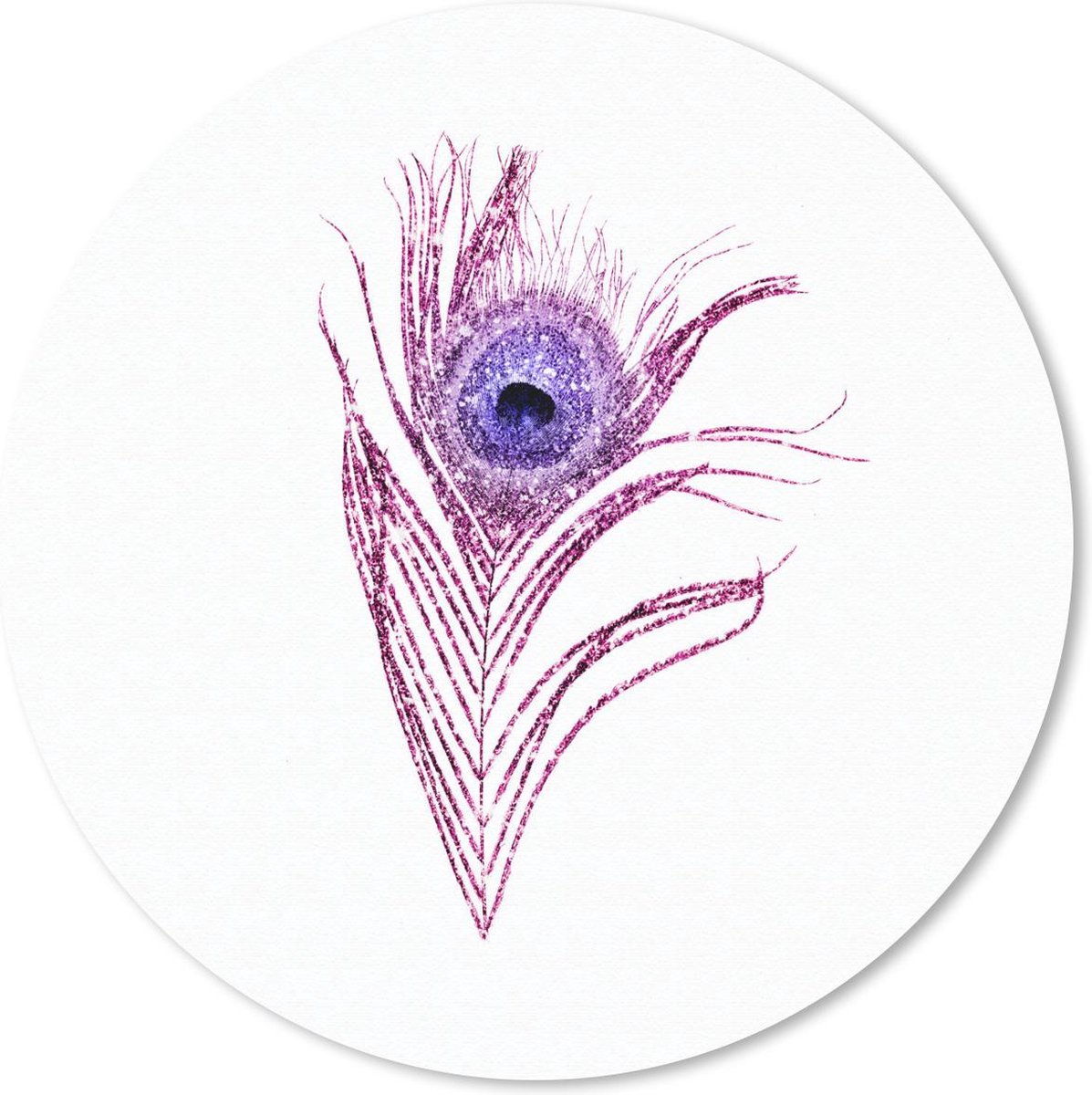 Muismat rond 50x50 cm - Mousepad Pauwenveren - Paars - Glitter - Ronde muismatten