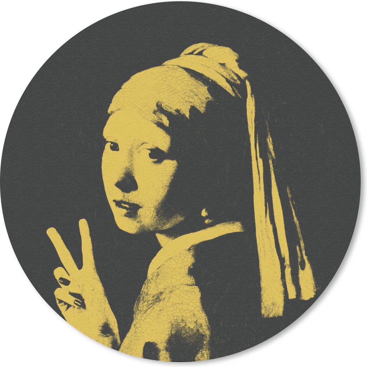 Muismat rond 50x50 cm - Mousepad Meisje met de parel - Vermeer - Kunst - Ronde muismatten